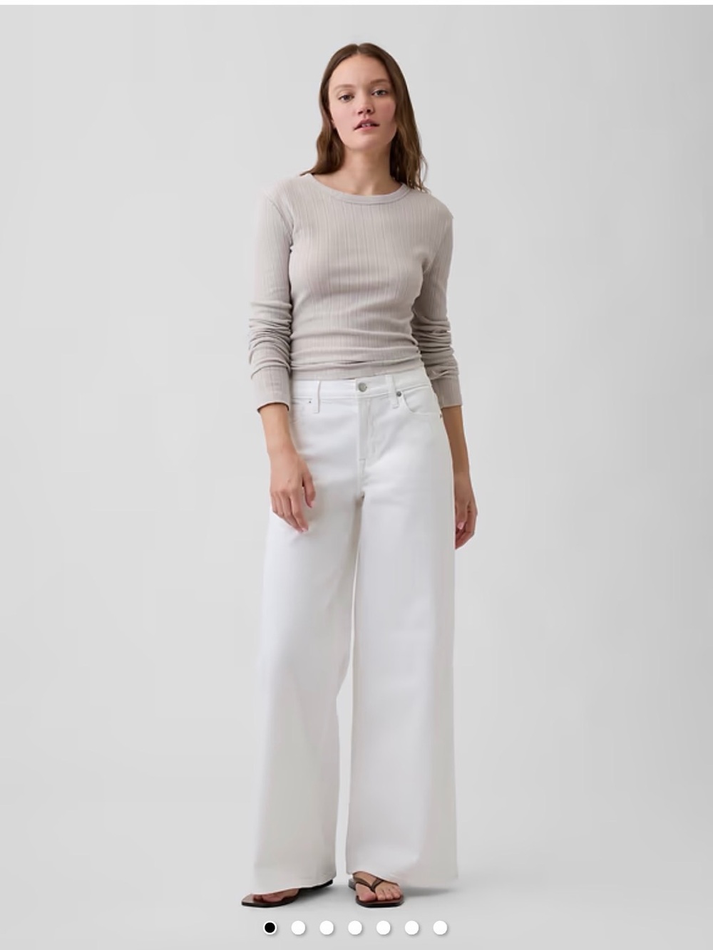 Wide Leg White Jeans - Classic High-Rise